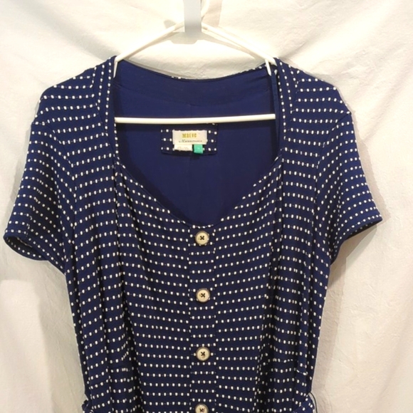 Maeve | Dotted Lines Navy Dress Retro Sweetheart Full Swing Skirt Tie Belt | 2X - Picture 1 of 16